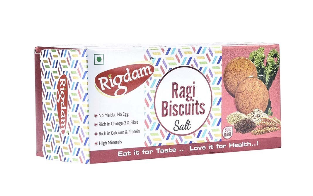 Rigdam Ragi Biscuits, Salt    Box  75 grams